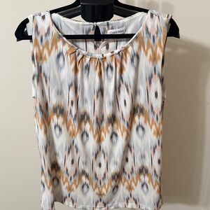 Calvin Klein Women's Sleeveless Blouse - White, Gold, Black